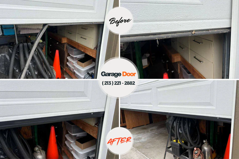 Before and after: garage door repair Lake Junaluska, NC